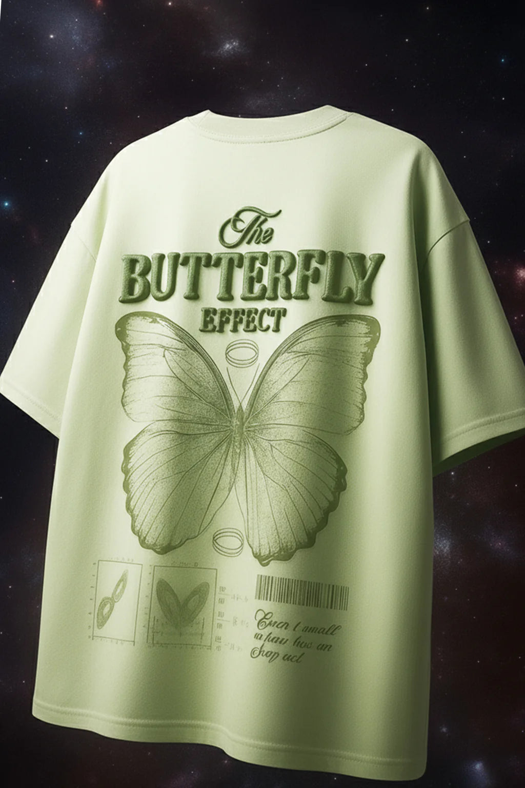 Butterfly Lime Green Oversized Puff Printed Exclusive T-shirt