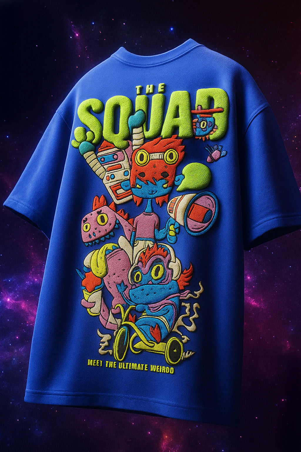 Squad Royal Blue Oversized Puff Printed Exclusive T-shirt