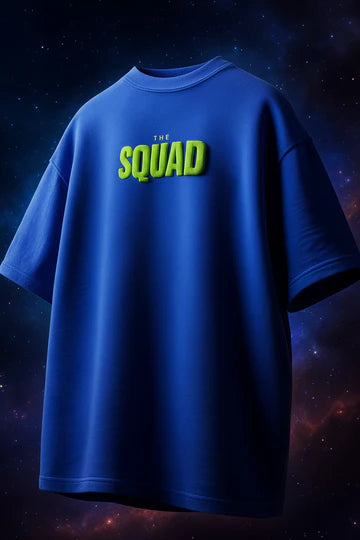 Squad Royal Blue Oversized Puff Printed Exclusive T-shirt