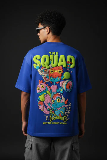 Squad Royal Blue Oversized Puff Printed Exclusive T-shirt