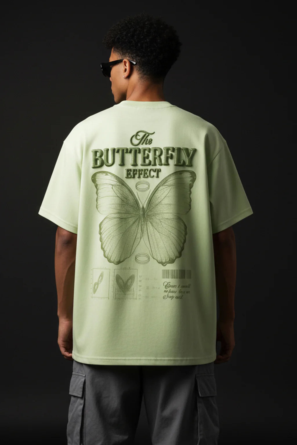 Butterfly Lime Green Oversized Puff Printed Exclusive T-shirt